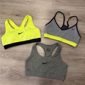 Nike Neon Yellow & Gray Sports Bra Set